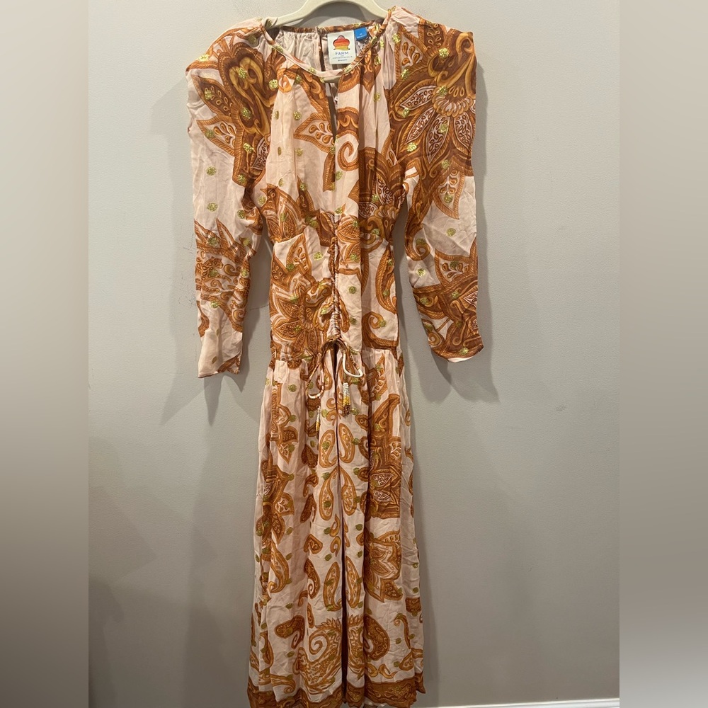 NEW Farm Rio x Anthropologie Long-Sleeve Jacquard Maxi Dress, XS - Picture 2 of 8
